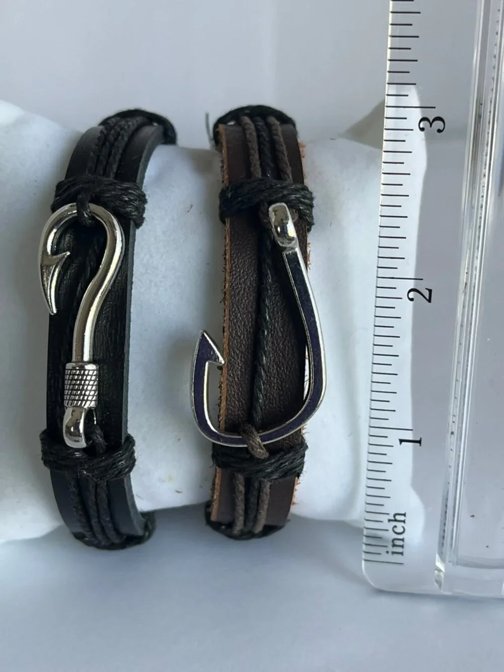 Fishing HOOK Men and Woman Leather Handmade Bracelet-  —>BROWN<~~LEATHER BRACELE